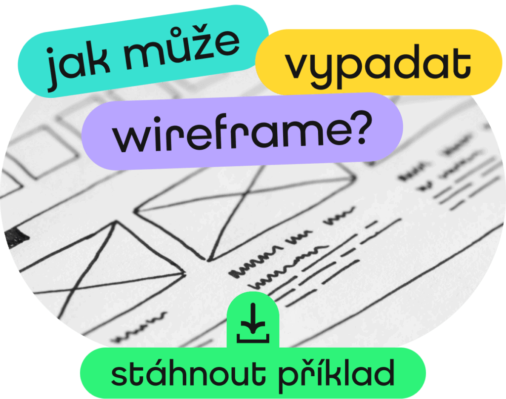 Obrázek odkazuje na stažení příkladu wireframe v pdf formátu.