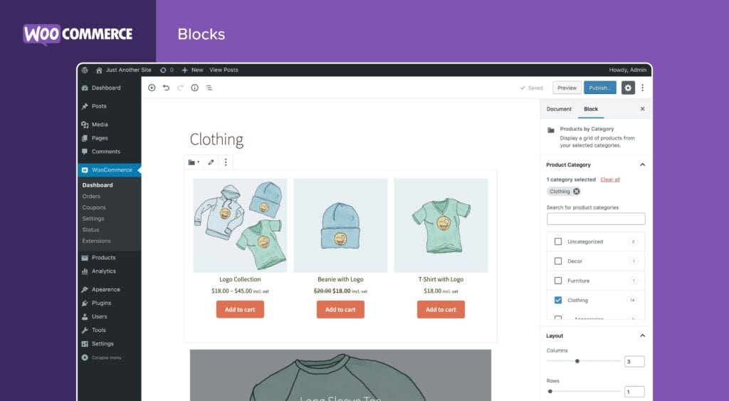 Náhled zobrazení produktů v doplňku WooCommerce pro WordPress